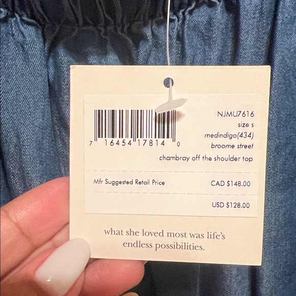 kate spade Chambray Off-Shoulder Blouse - Picture 4 of 10